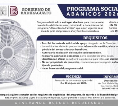 Badiraguato dotará de abanicos para temporada de calor